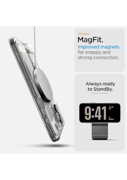 16 Pro Max ile Uyumlu Ince Magsafe Kılıf Ultra Hybrid Sararma Karşıtı Duraclear Hava Kanalı Teknolojisi Askeri Sınıf Koruma Magfit Zero One Natural Titanium Tasarım Kapak - ACS08381 modelleri
