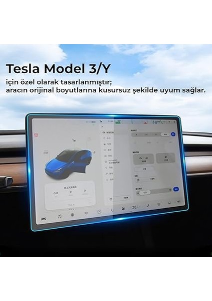 Tesla Model Y Ana Gösterge Temperli Cam Ekran Koruyucu Kaplama (Parlak) modelleri