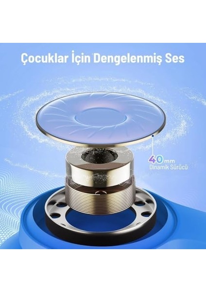 Gürültü Önleyici Ses Sınırlı 60 Saat Oynatma Süreli Çocuk Kulaklığı Mavi modelleri