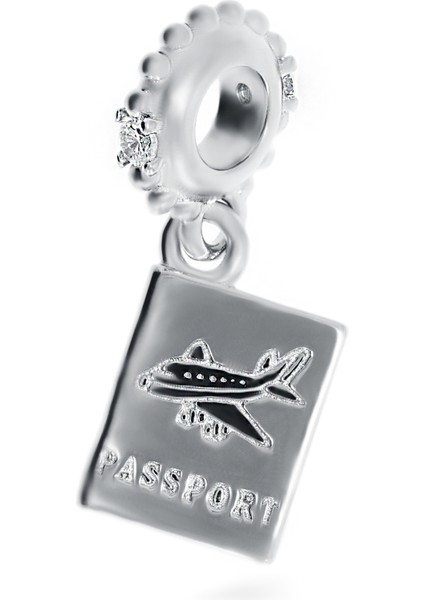 Kadın Passport Temalı Gümüş Charm