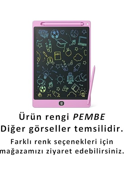 10 Inç Renkli LCD Yazı Tableti - Pembe - Çocuklar Için Eğitici Çizim Tableti, Kalemli Silinebilir Ekran, Kağıt Tasarruflu Taşınabilir Not Defteri (3+ Yaş) fiyatları
