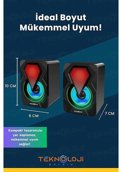 Hoparlörü LED Işıklı Rgb Laptop Pc Uyumlu 1+1 Speaker modelleri