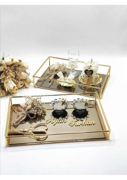 2'li Söz Tepsisi Damat Kahvesi Nişan Tepsisi