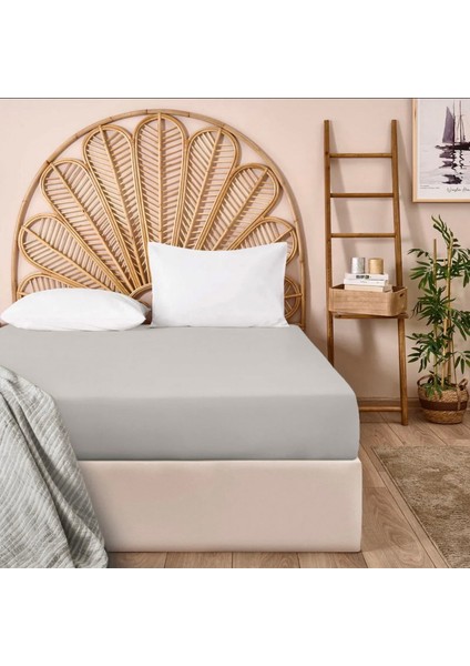 Soft Basic Çift Kişilik Lastikli Çarşaf - Gri - 160X200 cm