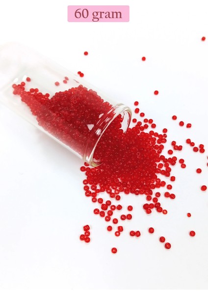 Litaetrend Dökme Cam Kum Boncuk (11/0) 2 mm - 60 Gram - Şeffaf Kırmızı - BNC056