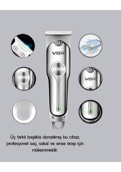 Buğz Şarjlı Gümüş Tıraş Makinesi – 3 Farklı Başlıklı, 120 Dakika Çalışma Süreli, Cilt Dostu Erkek Bakım Cihazı indirimleri