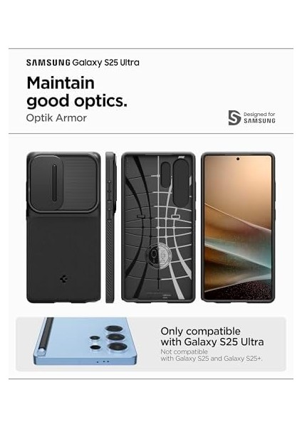 Galaxy S25 Ultra ile Uyumlu Kamera Korumalı Kılıf Optik Armor Hava Kanalı Teknolojisi Askeri Sınıf Koruma Dokulu Yüzey Kapak - ACS08969 fiyatları