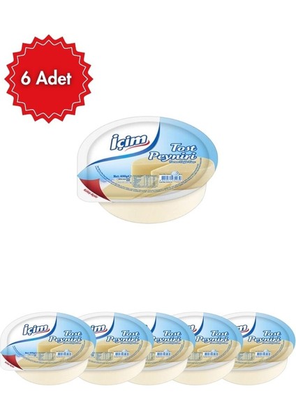 Içim Tost Peyniri 400 gr x 6 Adet – Tam Yağlı, Doğal Süt Lezzeti, Uzayan Kıvam