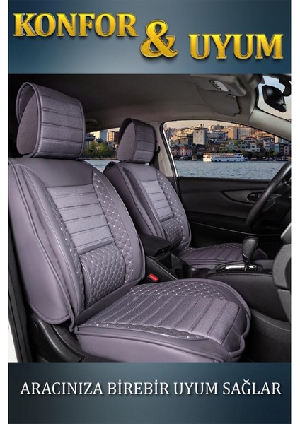 Mitsubishi Carisma Deri Oto Koltuk Kılıfı Ön Arka Set Plus Serisi Füme Scr