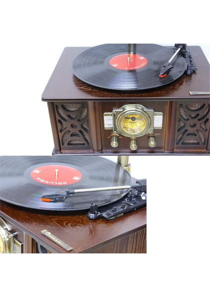 Gramofon Ahşap Standlı Plakçalar Radyo Bluetooth USB Pikap CW004 indirimleri