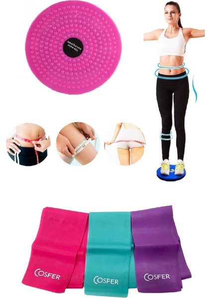Bel Inceltici Yağ Yakıcı Selülit Giderici Tüm Vücut Egzersiz Spor Aleti 3 Lü Pilaset Bandı Seti