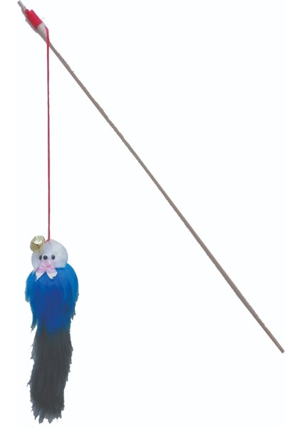 Tüylü Ahşap Çıngıraklı Kedi Oltası Kedi Oyuncağı