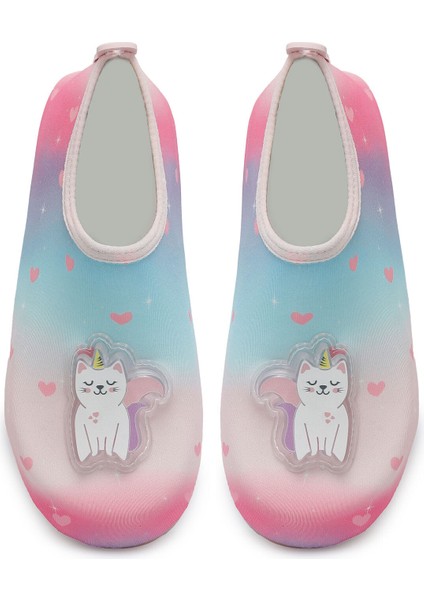 Işıklı Cat Figürlü Kaymaz Tabanlı Esnek Hafif Dayanıklı Çocuk Havuz Plaj Deniz Ayakkabısı