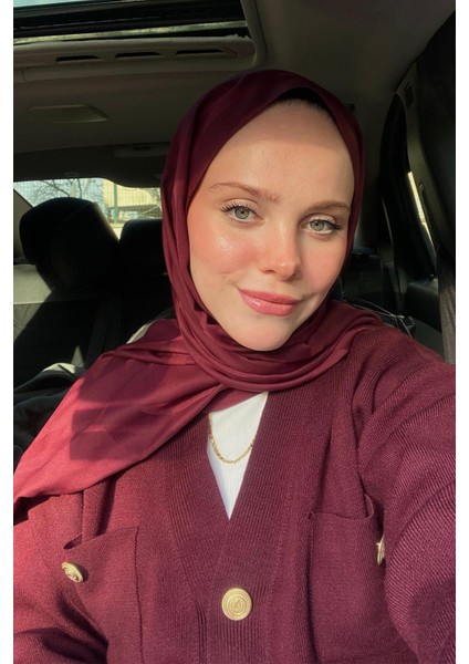 Tansu Olgun'un Tercihi C Desen Monogram Pamuk Ipek Şal Koyu Bordo