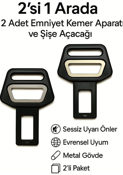 Tüm Araçlara Uyumlu Metal Emniyet Kemeri Aparatı (2 Adet)