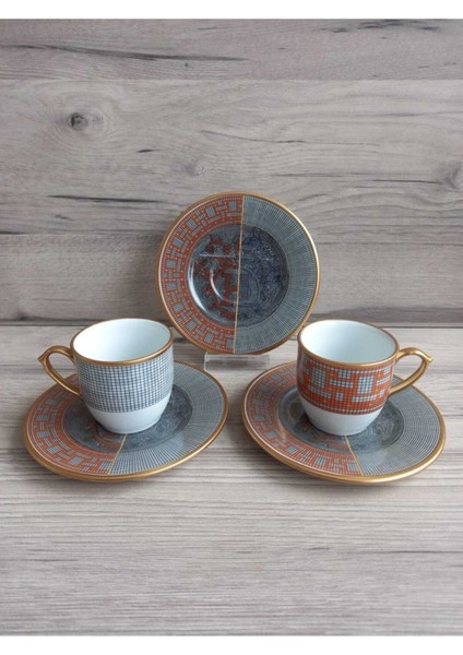 Hermes 6 Kişilik Çift Renkli Kahve Fincanı Seti