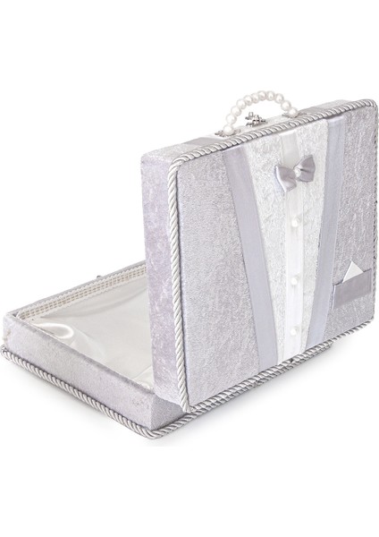 Söz Nişan Bohça Kutusu Çeyizlik Damat Kadife Sandık Gri fırsatları