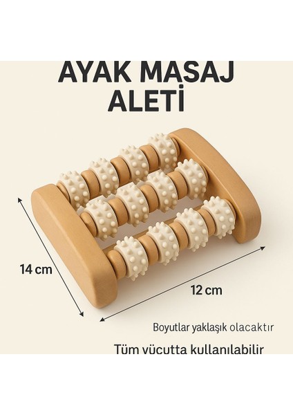 Tüm Vücut Için Ahşap Masaj Aleti – Ayak, El, Sırt ve Bacak Masaj Rulosu
