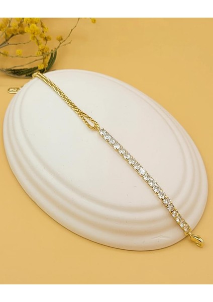 Taşlı ve Zincirli Modern Bileklik