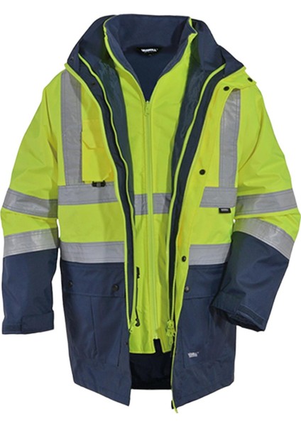 WJK44 Oxford 5 In 1 Reflektörlü Parka (Sarı/lacivert)