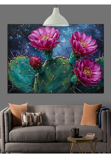 Pembe Çiçekler Karanlık Arka Plan Dekoratif Kanvas - Mdf Ahşap Tablo fiyatları