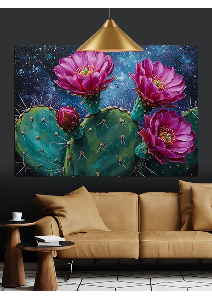 Pembe Çiçekler Karanlık Arka Plan Dekoratif Kanvas - Mdf Ahşap Tablo indirimleri