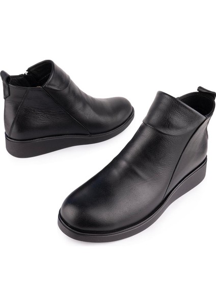 Hakiki Deri Ortopedik Taban Fermuarlı Modern Bot Siyah 2401 fiyatları