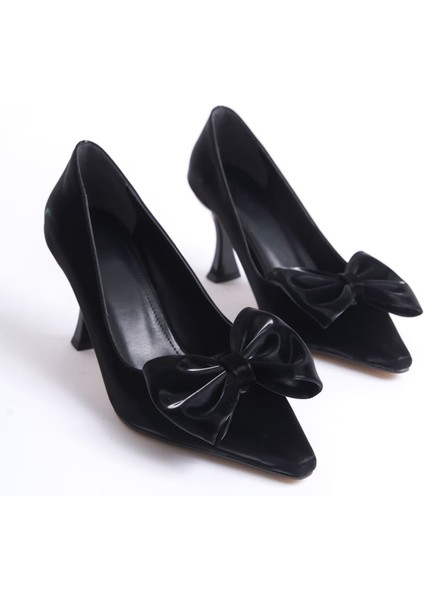 Modaserdem Agnes Kadın Fiyonk Detaylı Siyah Topuklu Ayakkabı