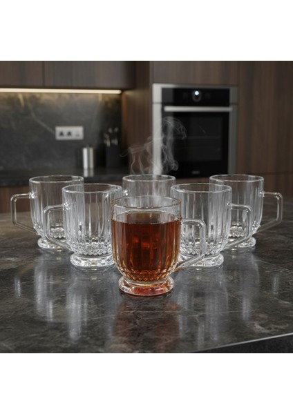 Elysia Desen 6 Kişilik Cam Çay-Kahve Takımı - 6 x 160 Ml.