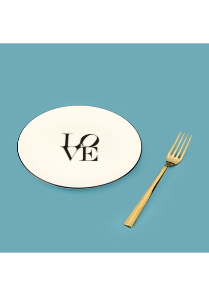 Kitchen Bold Heart Porselen Tatlı Tabağı - Siyah / Beyaz - 19 cm fiyatları