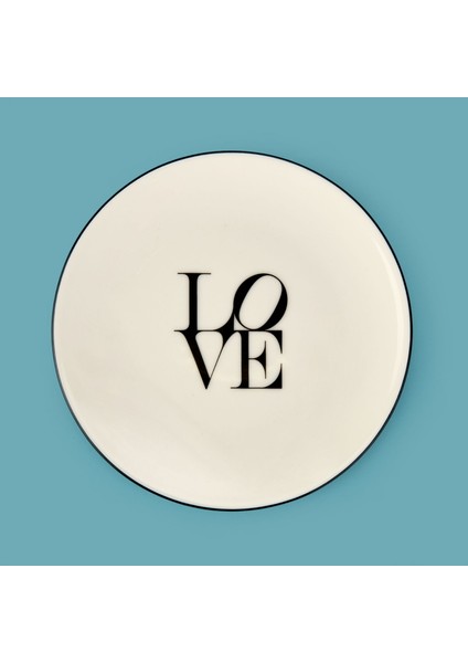 Kitchen Bold Heart Porselen Tatlı Tabağı - Siyah / Beyaz - 19 cm modelleri