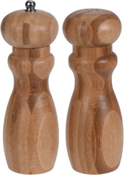 Houseware 2'li Bambu Tuz ve Karabiber Değirmeni - Kahverengi - 16 cm