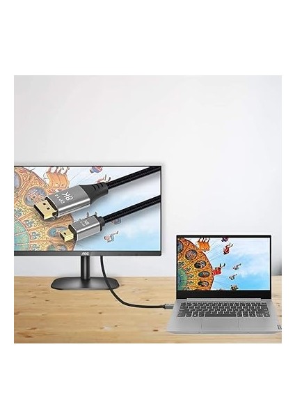 Mini Dp Displayport 8k Kablo 3m 8K@60Hz 4K@144Hz Displayport 1.4 Çift Yönlü Dişli Mini Displayport 8k Kablosu Macbook Pro Surface Pro ile Uyumlu fiyatları