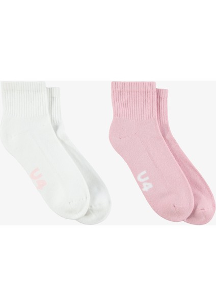 4 Street Essentials Mid-Crew Kadın Pembe/beyaz 2'li Çorap