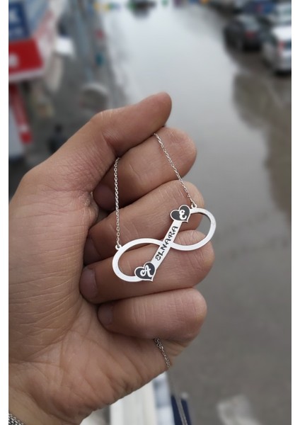 925 Ayar Gümüş Isimli ve Harfli Sonsuzluk Kolye