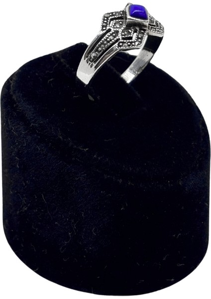 Markazit Çevrili Lapis Lazuli Taşlı Gümüş Kadın Yüzük fiyatları