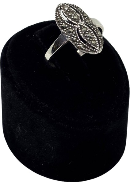 Şık Markazit Taşlı Tasarım Gümüş Vintage Kadın Yüzük fiyatları