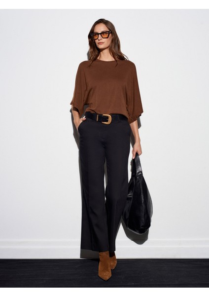 72201 Düz Kesim Kumaş Pantolon-Siyah modelleri