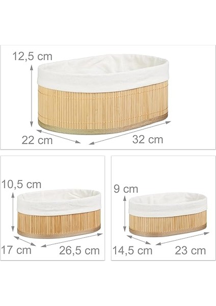 Home 3'lü Bambu Sepet Seti: Çok Amaçlı Ekmek Sepeti ve Banyo Mutfak Organizeri (Oval) fiyatları