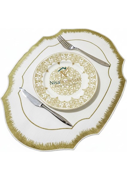 6 Adet Simli Nakışlı Keten Amerikan Servis - Keten Supla fiyatları