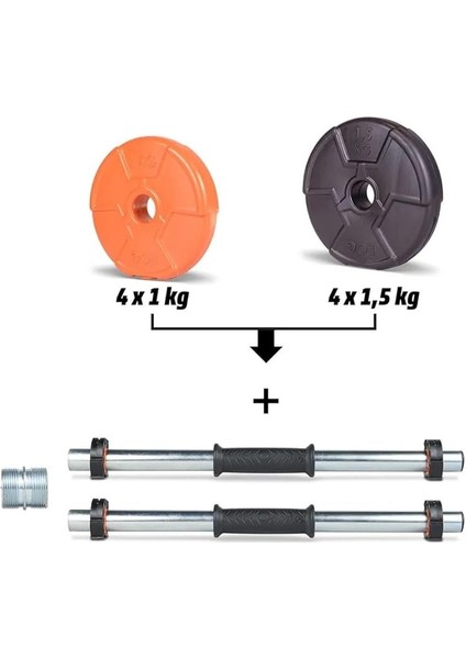 12 kg Multifonksiyonel Turuncu Siyah Halter Seti ve Dambıl Seti fiyatları