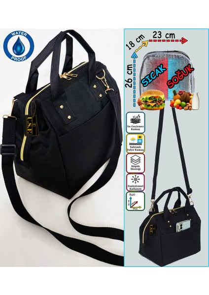 Sıcak, Soğuk Isı Yalıtımlı Termal Termoslu Yemek, Mama, Beslenme, Gıda Için Askılı Taşıma Çantası