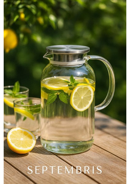 Premium 1.5 Lt Borosilikat Cam Sürahi – Metal Kapaklı Şık Karaf fırsatları