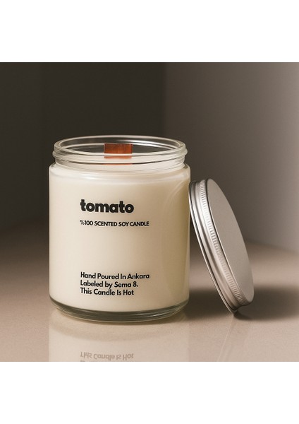 : Tomato : Cam Kavanozda Kokulu %100 Soya Mum (Domates, Reyhan, Yeşil Bitkiler)