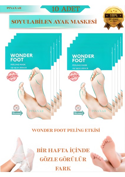Ölü Deri ve Çatlaklar Için Soyulabilen Ayak Peeling Maskesi 50ML Wonder Foot Peeling 10 Adet