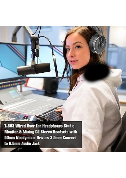 T-803 Kablolu Kulak Üstü Stüdyo ve Miks Dj Stereo Lar 50MM Dymium Sürücüler 3.5mm 6.5mm O 'a Dönüştürücü Amp Bilgisayar Fon Piyano Gitar Dizüstü Bilgisayar Siyah Siyah fiyatları