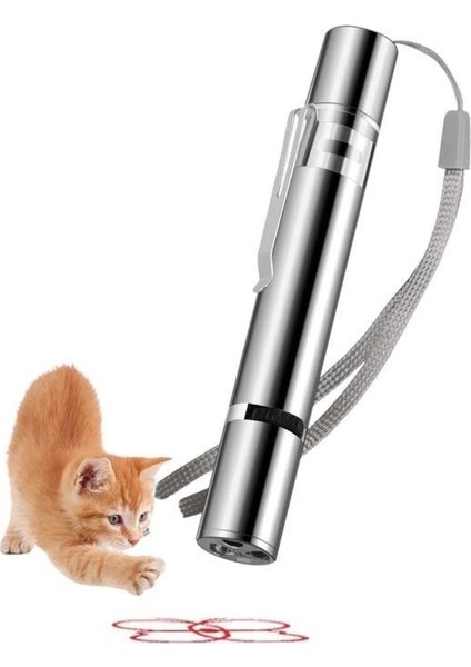 USB Ile Şarj Edilebilen 3ın 1 Kırmızı Işık +Beyaz LED Meşale Işık + Uv El Feneri Kedi Lazeri