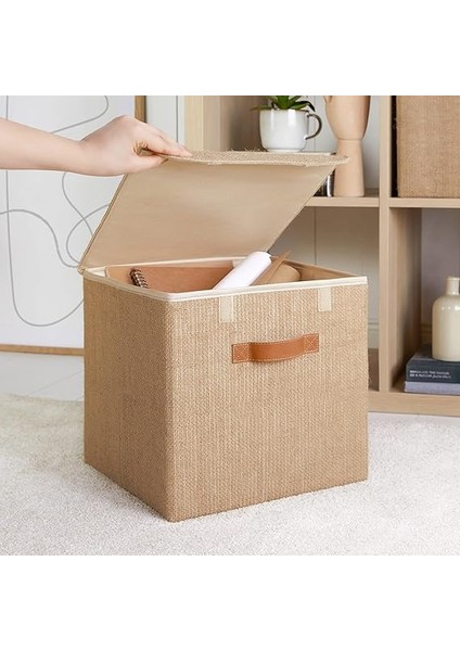 Home Textile Jüt Kapaklı Kutu 30 x 30 x 30 cm fırsatları