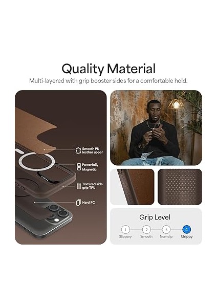 Ciel By Cyrıll iPhone 16 Pro Max ile Uyumlu Magsafe Kılıf Kajuk Mag Hava Kanalı Teknolojisi Askeri Sınıf Koruma Saddle Brown Vegan Deri Kapak - ACS08397 indirimleri