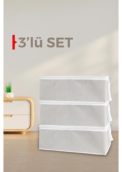 Kapısı Baza Altı Düzenleyici Kumaş Hurç (50 x 30 x 20) (3 Adet Gri) fiyatları